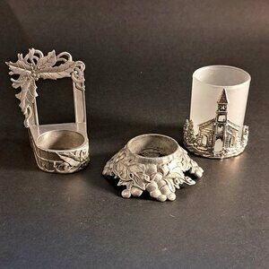 Trio of Pewter Votive Tealight Candle Holders